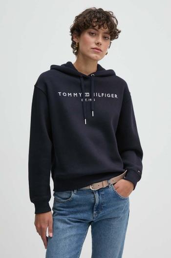 Mikina Tommy Hilfiger dámská, tmavomodrá barva, s kapucí, s aplikací, WW0WW43598