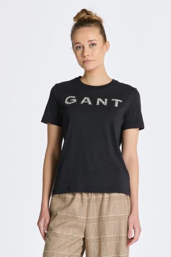 TRIČKO GANT REL APPLIQUE SS T-SHIRT EBONY BLACK