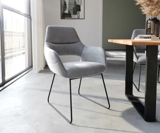 Jídelní židle Yago-Flex tenká podnož černá samet šedá