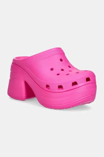 Pantofle Crocs Siren Clog dámské, růžová barva, na podpatku, 208547