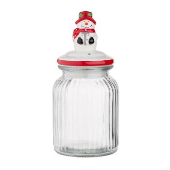 Altom Skleněná dóza s keramickým víčkem Snowman 900 ml