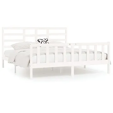 Rám postele bílý masivní borovice 200 × 200 cm, 3107634 (3107634)