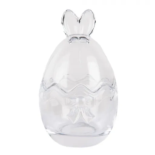 Skleněná dóza s víkem ve tvaru vejce s malými oušky – Ø 8*14 cm 6GL4922