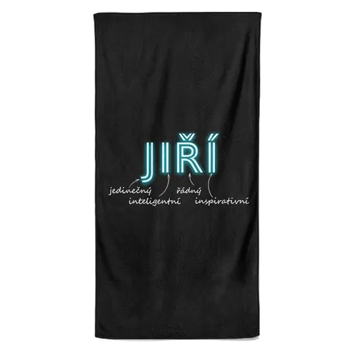 Osuška Mužská jména – NEON (Jméno: Jiří, Velikost osušky: 70x140cm)