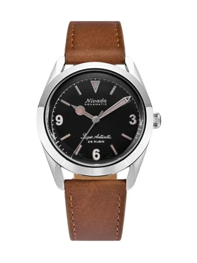 Nivada Grenchen Super Antarctic 3.6.9 Black Vintage - Brown Leather