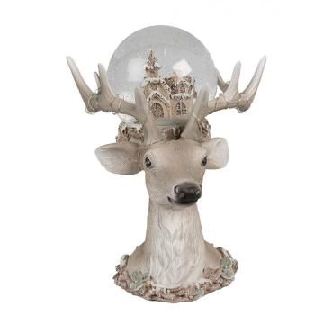 Vánoční sněžítko jelen s led světýlky Deer Christmas - 18*20*23 cm / 2*AAA 65767