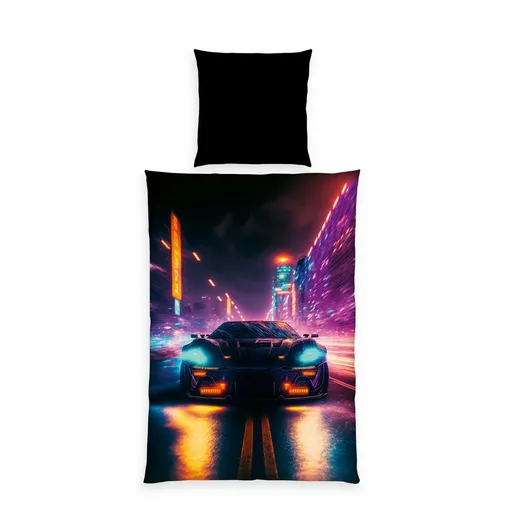 Herding Povlečení Neon Car, 135 x 200 cm, 80 x 80 cm
