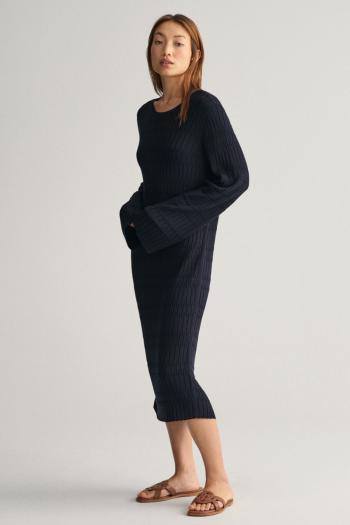 ŠATY GANT TEXTURED KNIT DRESS EVENING BLUE