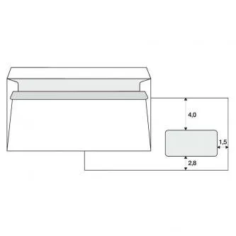 Obálka samolepicí, 110 x 220mm, bílá, poštovní, s DL okénkem, 1000ks