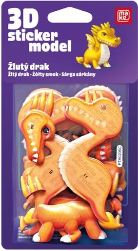 3D Sticker Model Ještěrky Žlutý drak - MAKE