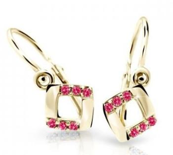 Cutie Jewellery Čtvercové dětské náušnice ze žlutého zlata C2268-10-X-1 fuchsiová