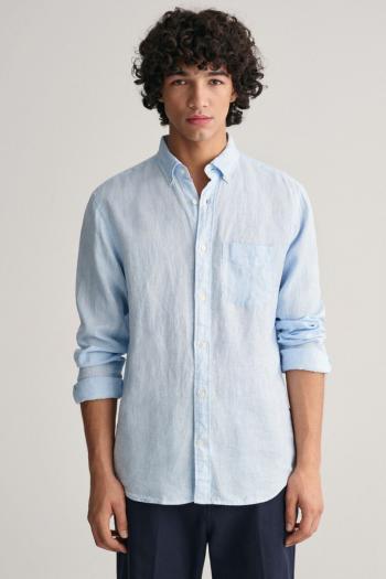 KOŠILE GANT REG LINEN HOUNDSTOOTH SHIRT CAPRI BLUE