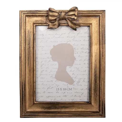 Zlatý antik fotorámeček s mašličkou - 19*3*25 cm / 13*18 cm Clayre & Eef