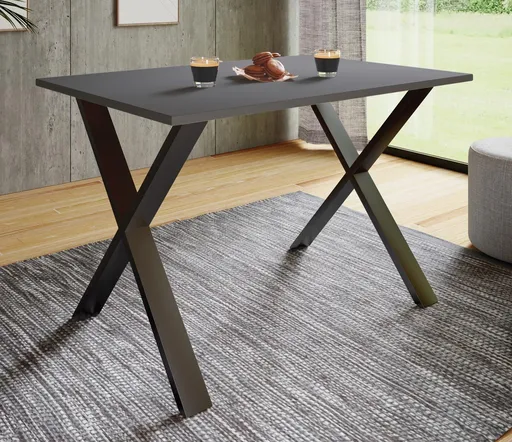 VCM Jídelní stůl Xona 110x50 X-nohy, antracit
