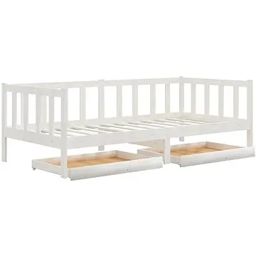 Shumee válenda se zásuvkami 90×200 cm bílá masivní borové dřevo, 3083685 (3083685)