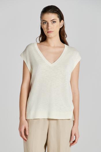 VESTA GANT LINEN BLEND V-NECK VEST CREAM