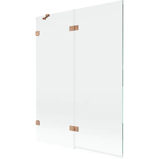 MEXEN/S Lunar vanová zástěna 2-křídlová levá 130 x 150, transparent, měď kartáčovaná 897-130-100-65-00-L