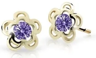 Cutie Jewellery Půvabné zlaté dětské náušnice C2204-30-X-1 fialová