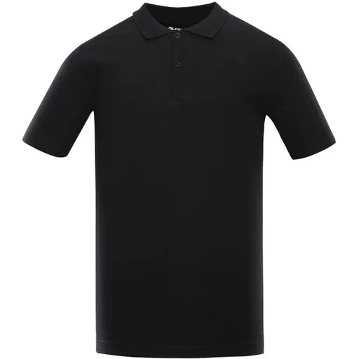 ALPINE PRO GERBE Unisex triko s límečkem a knoflíky, černá, velikost