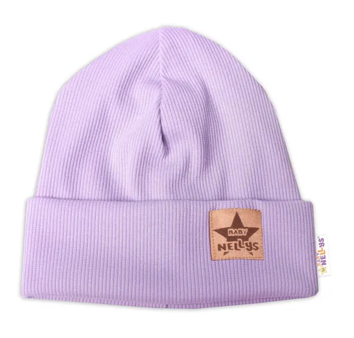 Baby Nellys Žebrovaná dvouvrstvá čepice s lemem - lila vel.  92/98