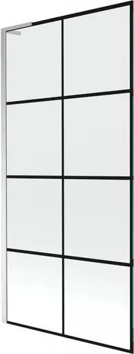 MEXEN/S Next L vanová zástěna FIX 90 x 150, černá vzor, chrom 895-090-000-03-77-01