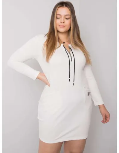 Dámské šaty s kapsami plus size ALESSIA ecru