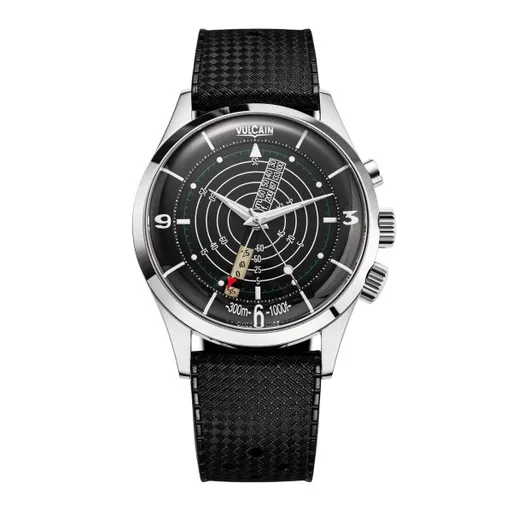 Vulcain Nautical Heritage - Black White Luminova - Black Carbon Leather Strap