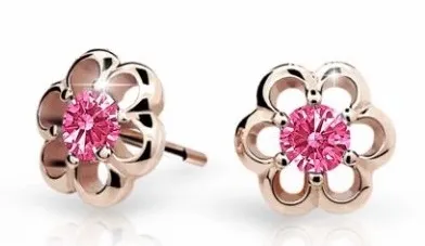 Cutie Jewellery Dětské náušnice z růžového zlata C1947-30-X-4 fuchsiová