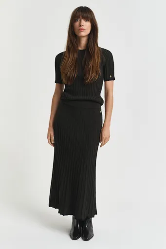 SUKNĚ GANT CONTRAST RIBBED KNIT SKIRT GREEN LAGOON