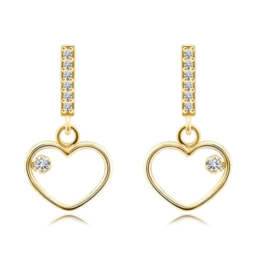 Náušnice ze 14K zlata s diamanty a motivem otevřeného srdce