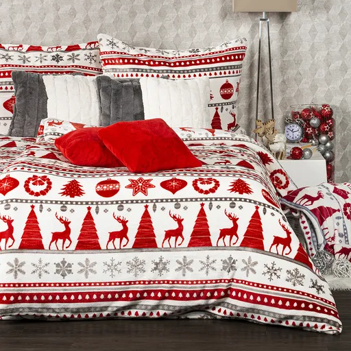 4Home Vánoční povlečení mikroflanel Christmas Time červená, 160 x 200 cm, 70 x 80 cm
