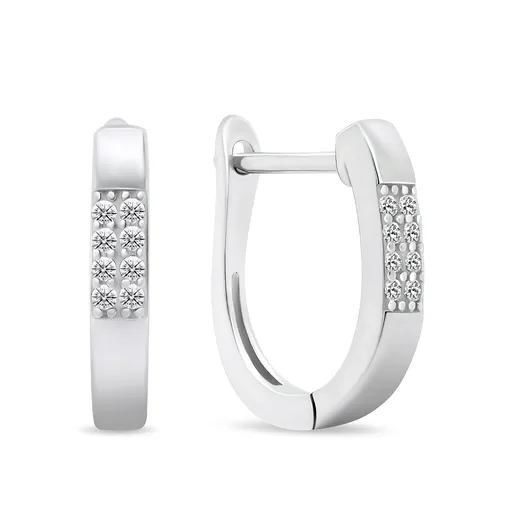 Brilio Silver Elegantní stříbrné náušnice kruhy se zirkony EA563W
