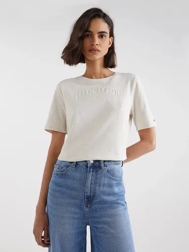 Tommy Hilfiger dámské béžové tričko WW0WW36146 XS