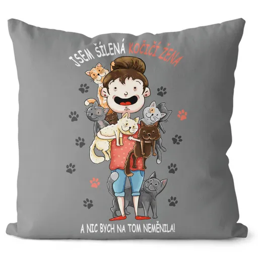 Polštář Kočičí žena (Velikost: 55 x 55 cm)