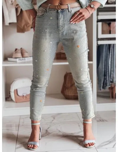 Dámské květované úzké džíny PERLAON modré