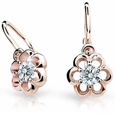 Cutie Jewellery Dětské náušnice z růžového zlata C1947-10-X-4 bílá