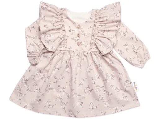 Mrofi Dívčí šaty dlouhý rukáv s volánky Sára, bavlna, , cappucino, vel. 92