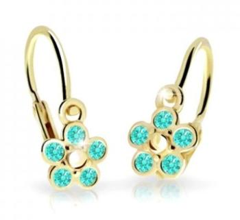 Cutie Jewellery Dětské kytičkové náušnice ze žlutého zlata C2744-10-X-1 světle zelená