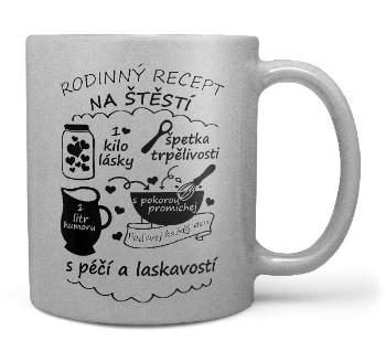 Hrnek Rodinný recept – stříbrný (Náplň hrníčku: Žádná)