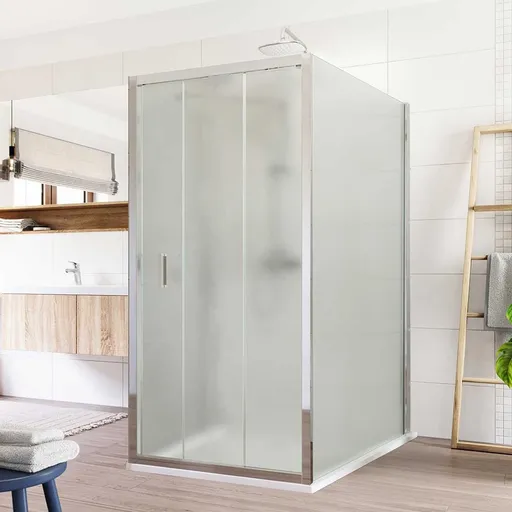 Mereo Sprchový kout, Lima, obdélník do prostoru U, trojdílné, zasun., 90x100x90 cm, chrom ALU, sklo Point CK89642K