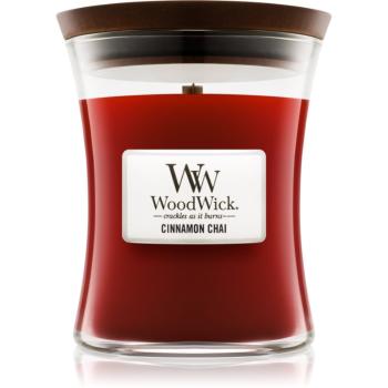 Woodwick Cinnamon Chai vonná svíčka s dřevěným knotem 275 g