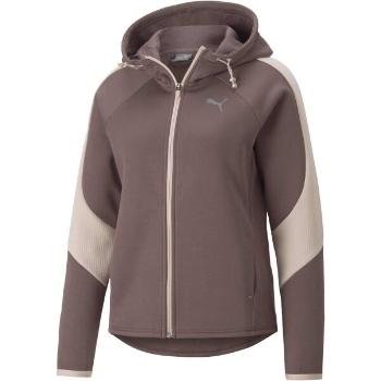 Puma EVOSTRIPE FULL ZIP HOODIE Dámská mikina, hnědá, velikost