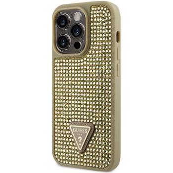 Guess Rhinestones Triangle Metal Logo Kryt pro iPhone 14 Pro Gold (GUHCP14LHDGTPD)