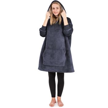 Hanorac din micropluș și imitație blăniță 4Home Antracit, gri, uni S – pentru copii