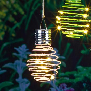 Haushalt international Solární závěsné světlo Spirála, Ø 9 cm, růžové