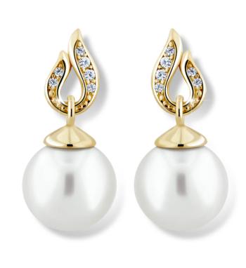 Cutie Jewellery Působivé perlové náušnice ze žlutého zlata Z6397-3125-10-X-1