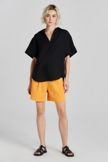 KOŠILE GANT REL LINEN POPOVER SS SHIRT EBONY BLACK