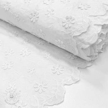 Bavlnená látka EMBROIDERY Catchy daisy white