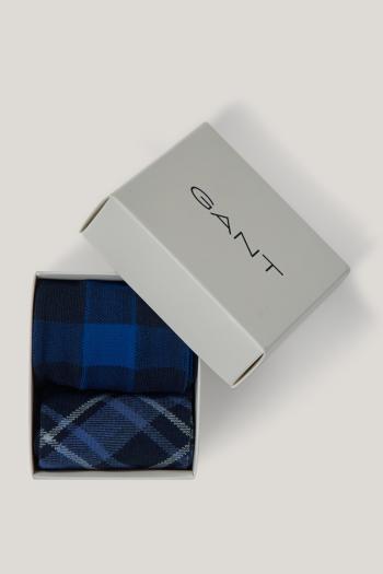 PONOŽKY GANT CHECK SOCKS 2-PACK GIFT BOX EVENING BLUE