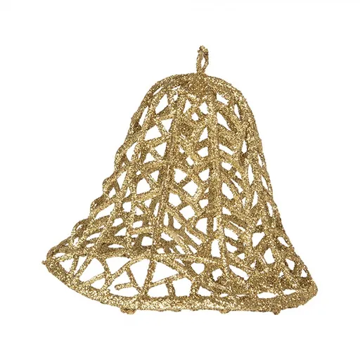 Vánoční zlatá umělá třpytivá dekorace zvonek - Ø 11*11 cm Clayre & Eef